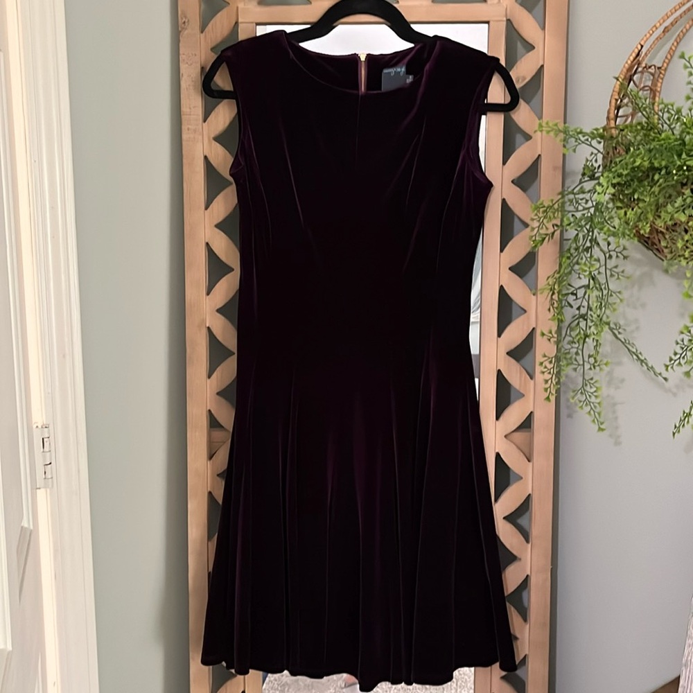 Deep purple velvet a line cocktail dress